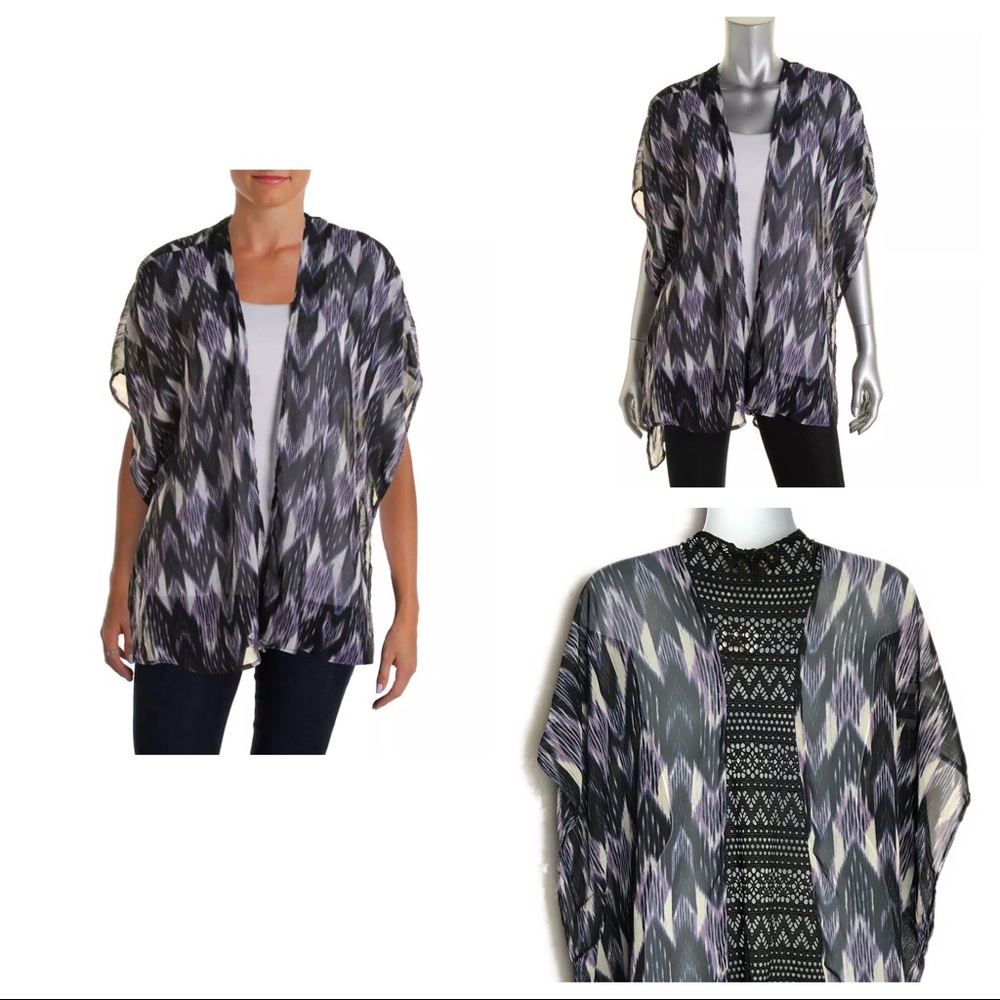 Status by Chenault Womens Black Chiffon Lace Top